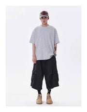 Wide-leg Calf-length Cargo Shorts-streetwear-techwear