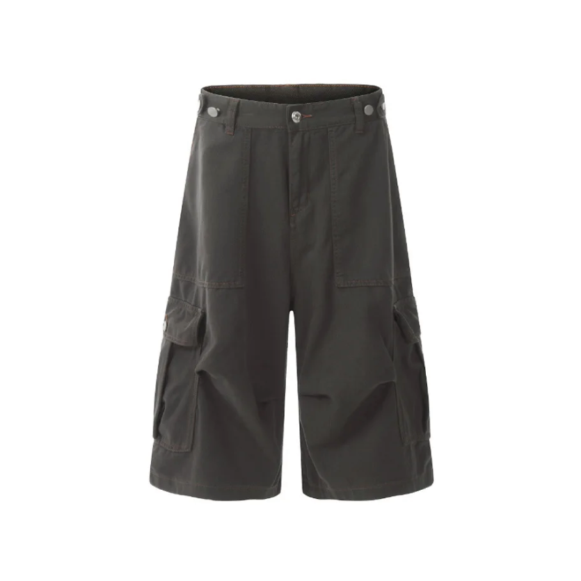 Wide-leg Calf-length Cargo Shorts-streetwear-techwear