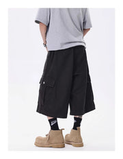 Wide-leg Calf-length Cargo Shorts-streetwear-techwear