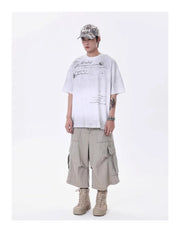 Wide-leg Calf-length Cargo Shorts-streetwear-techwear