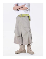 Wide-leg Calf-length Cargo Shorts-streetwear-techwear