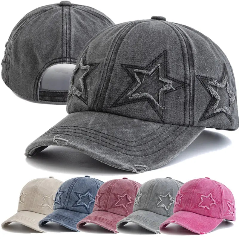 Y2K Acid Wash Star Cap-streetwear-techwear