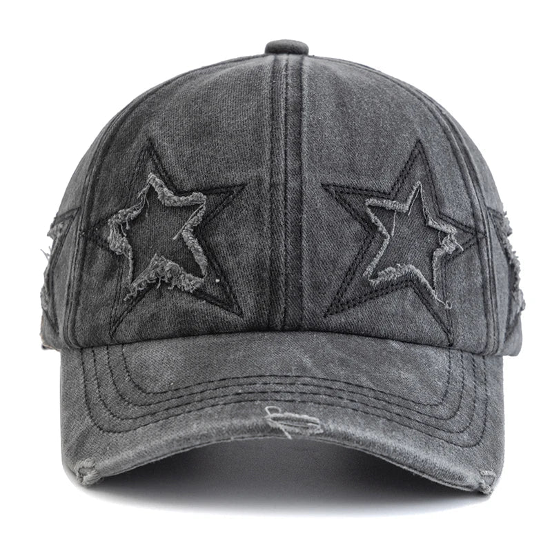 Y2K Acid Wash Star Cap-streetwear-techwear