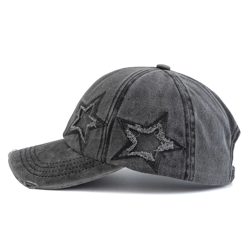 Y2K Acid Wash Star Cap-streetwear-techwear