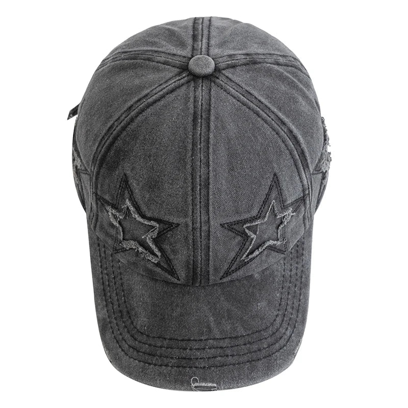 Y2K Acid Wash Star Cap-streetwear-techwear