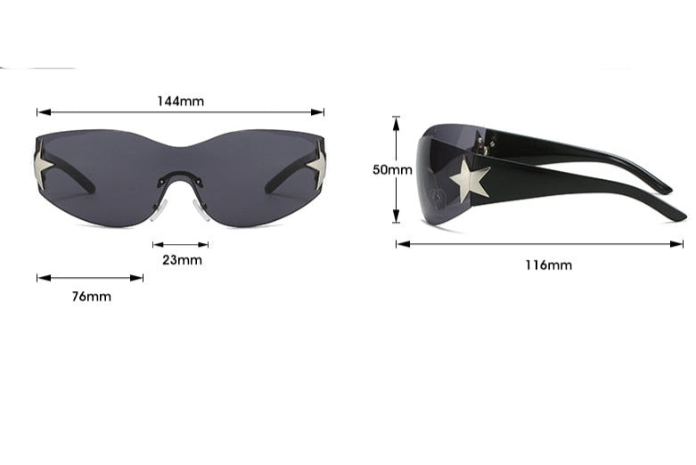  LAPRBY Trendy Rimless Star Y2K Sunglasses for Women